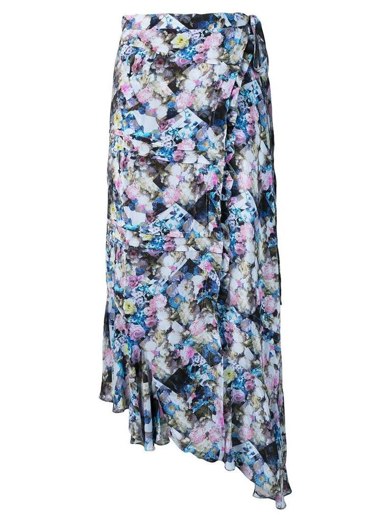 Preen Line floral print asymmetric skirt - Blue