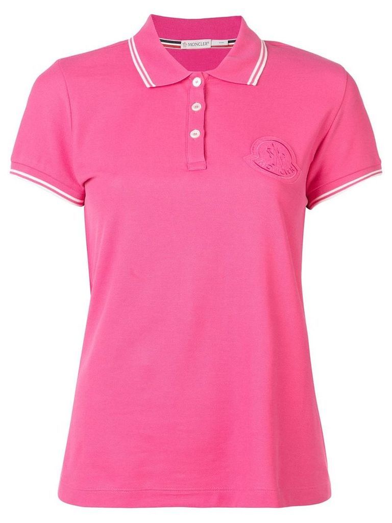 Moncler logo embroidered polo top - PINK