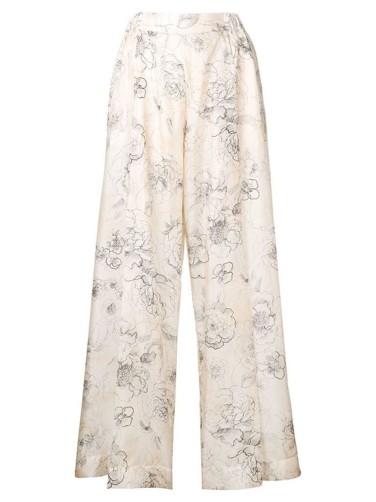 Erika Cavallini floral print silk trousers - Neutrals