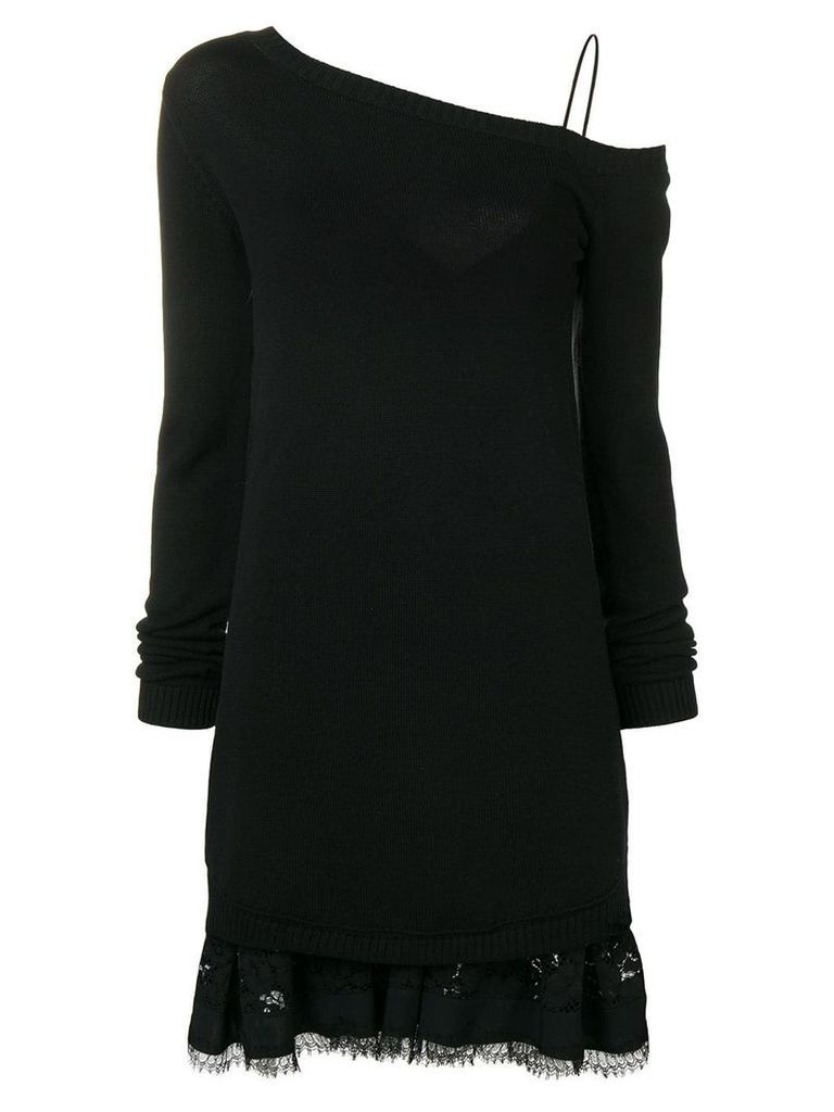 Nº21 lace trim off the shoulder sweater dress - Black