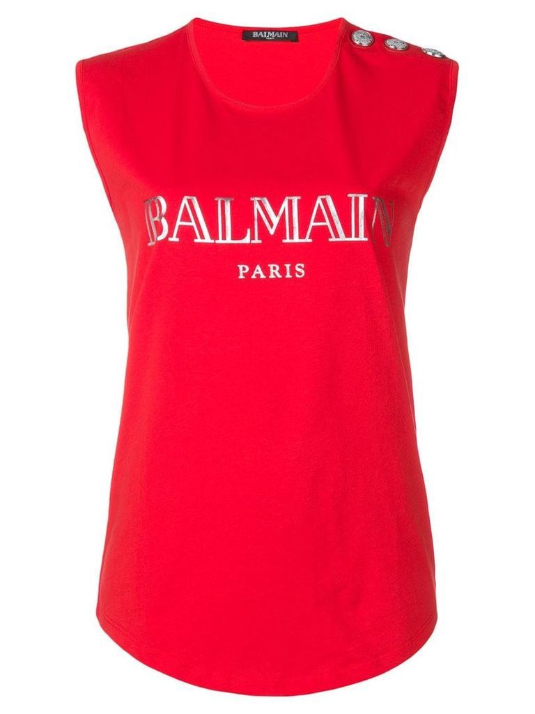 Balmain logo-print tank top - Red