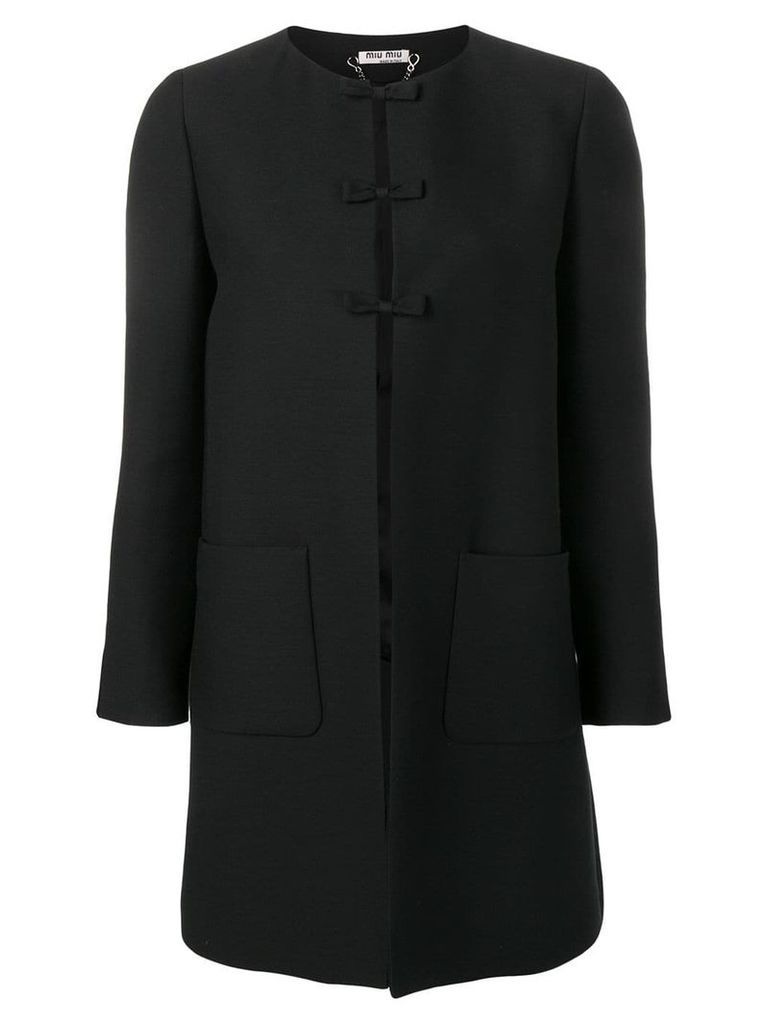 Miu Miu bow detailed coat - Black