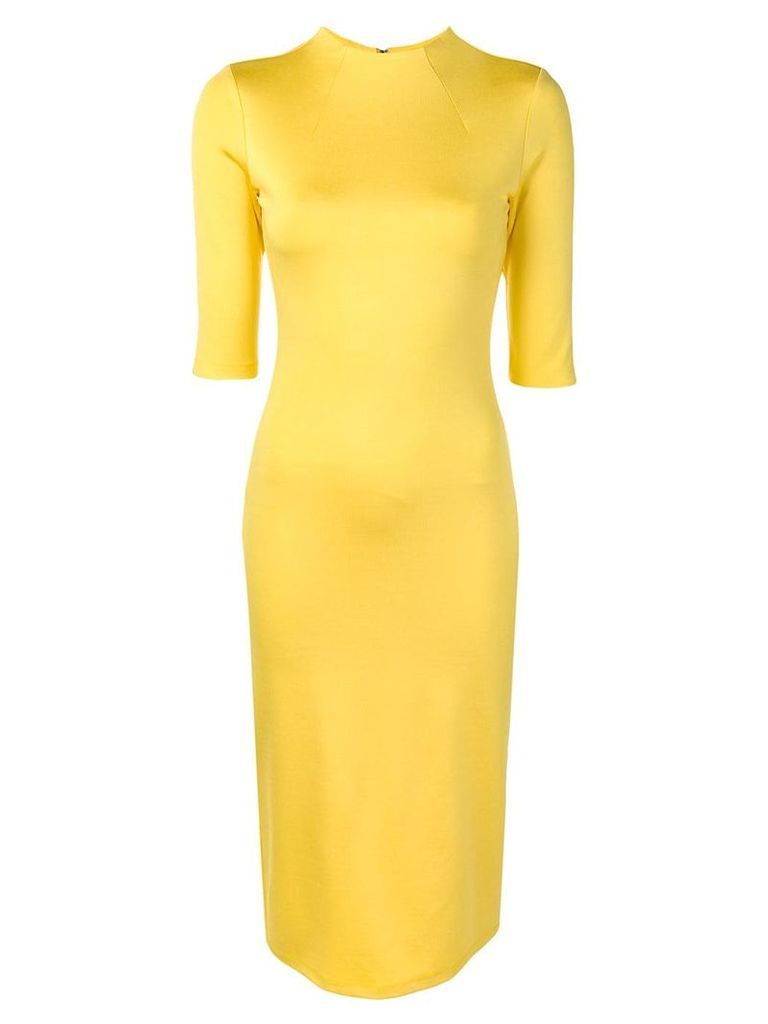 Alice+Olivia cropped sleeves fitted dress - Yellow