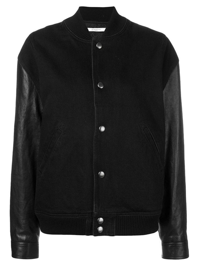 Givenchy leather sleeve bomber jacket - Black