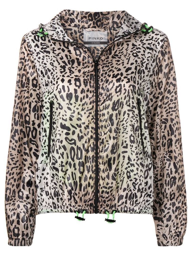 Pinko leopard print hooded jacket - Neutrals