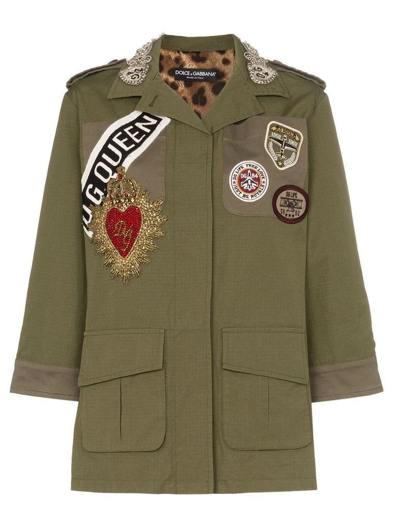 Dolce & Gabbana badge patch collared button down military jacket -