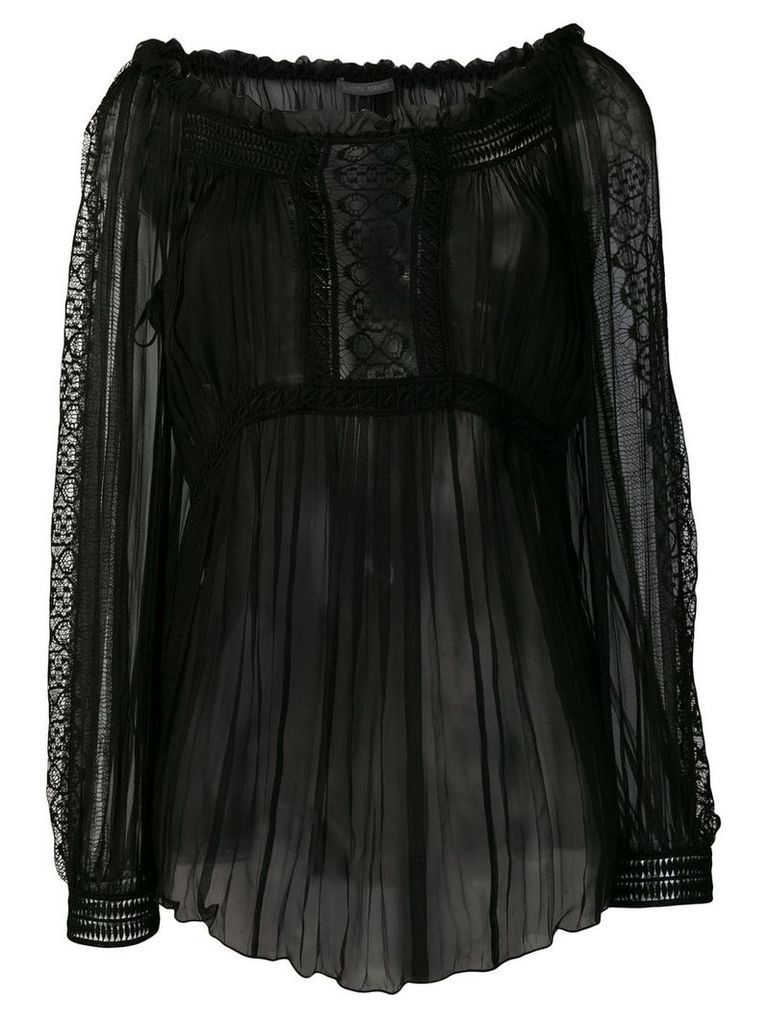 Alberta Ferretti sheer pleated blouse - Black