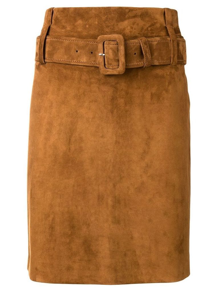 Prada belted high waist skirt - Brown