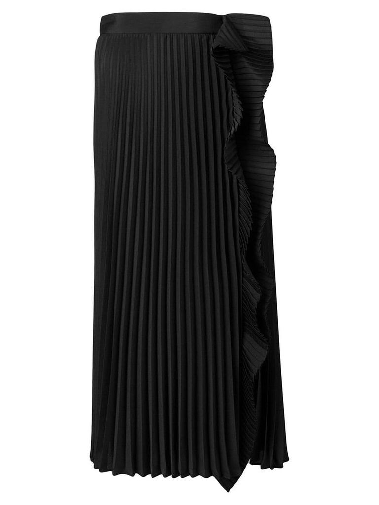 Miu Miu pleated midi skirt with ruffle detail - Black