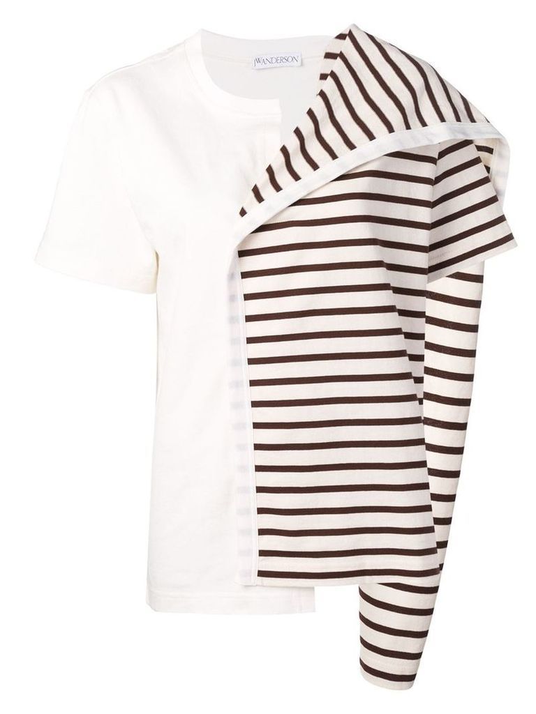 JW Anderson contrast panel striped top - Brown