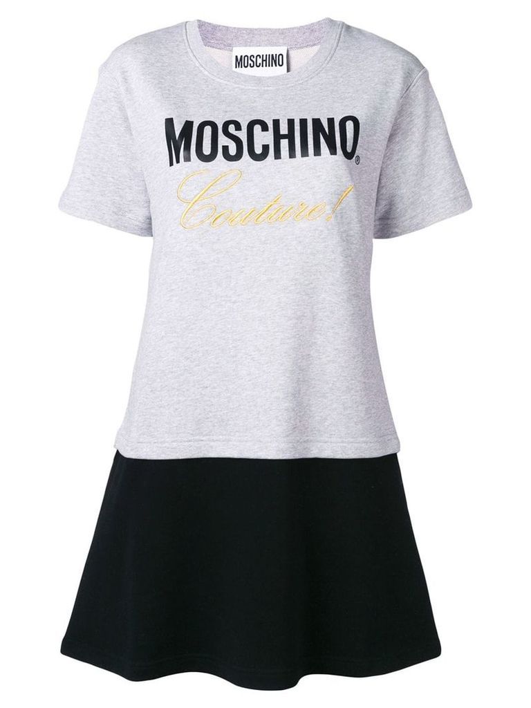 Moschino embroidered layered T-shirt dress - Grey
