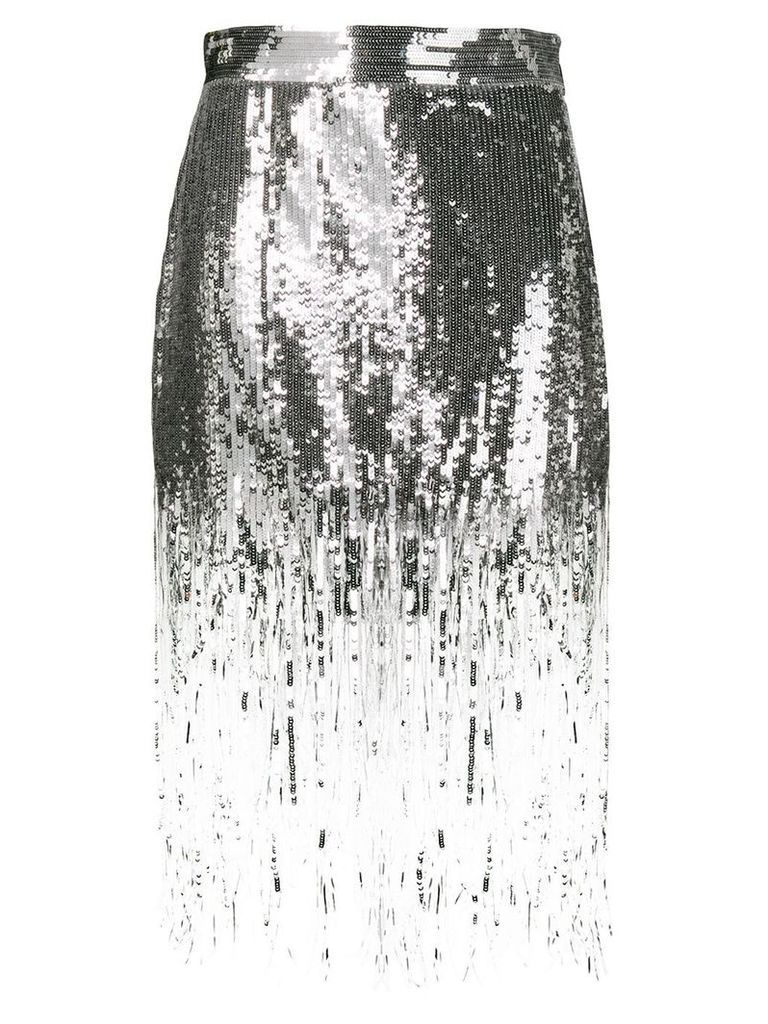 MSGM sequin fringed skirt - Silver
