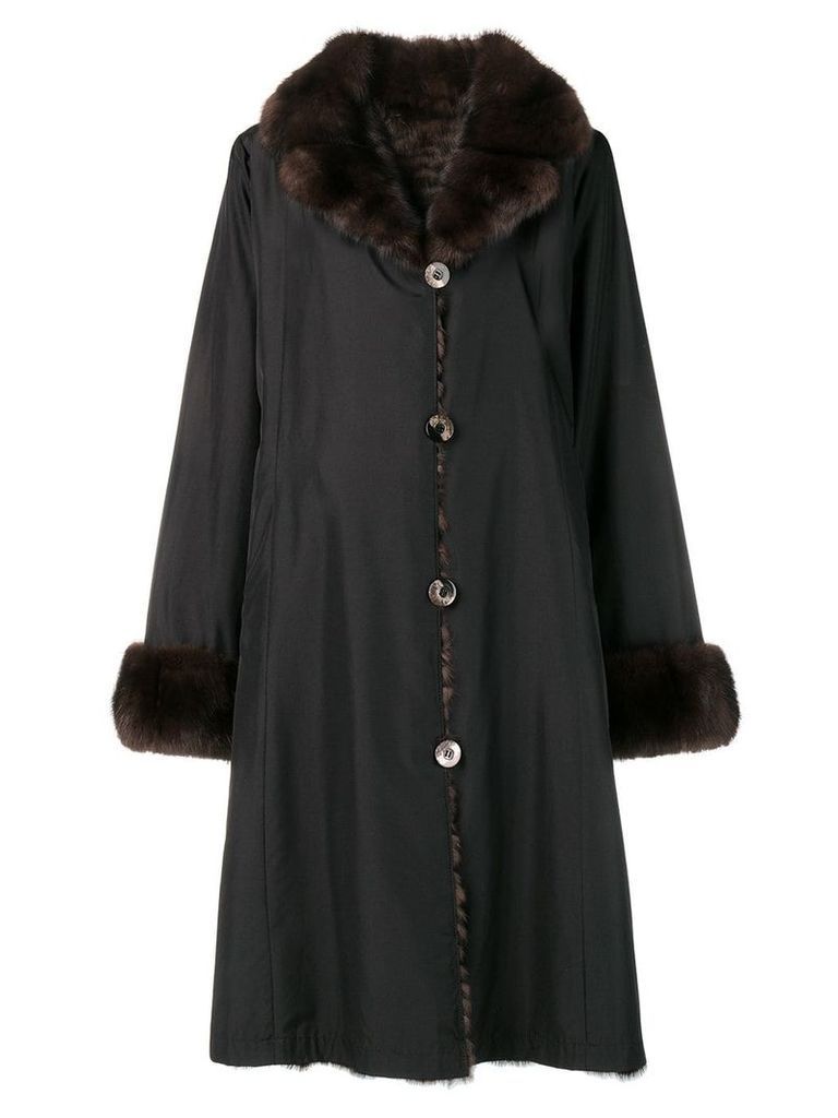 Liska fur collar coat - Black