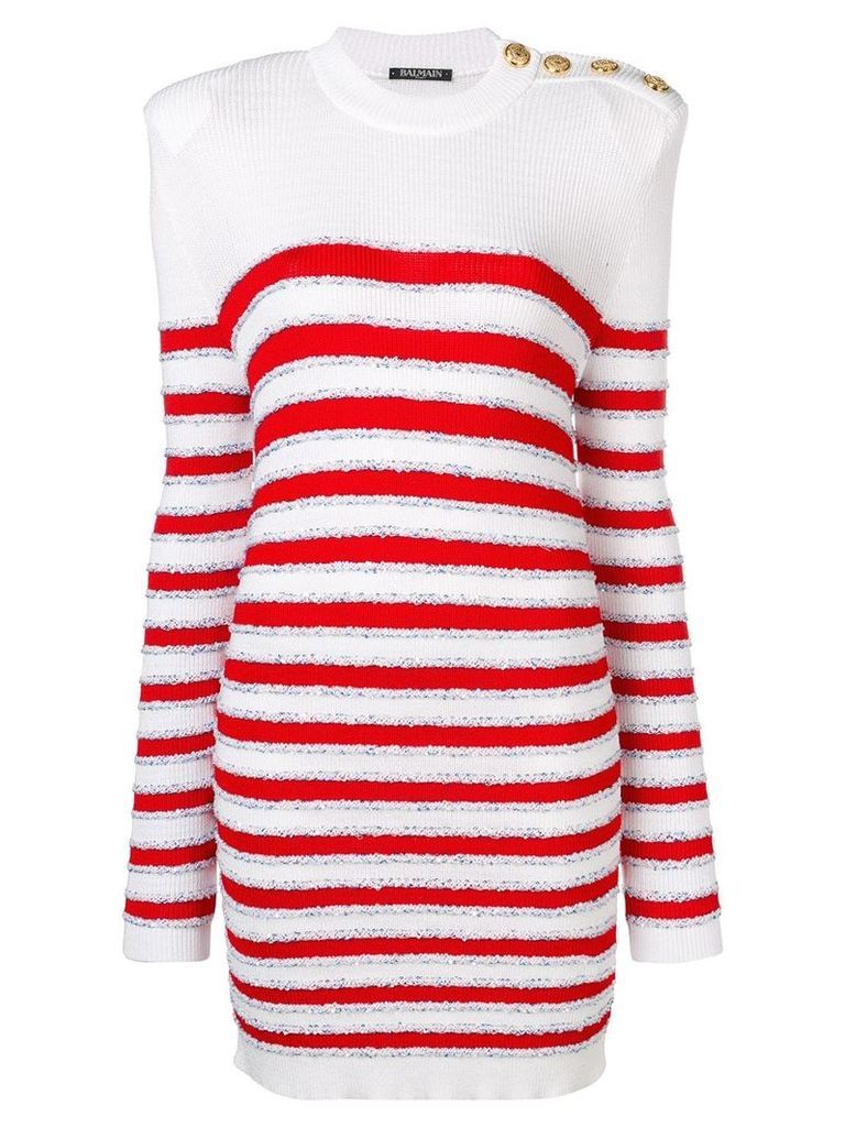 Balmain striped sweater dress - White