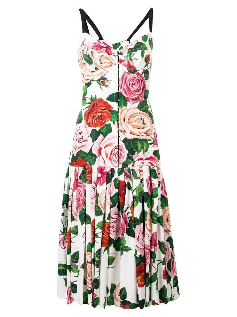 Dolce & Gabbana rose print midi dress - White