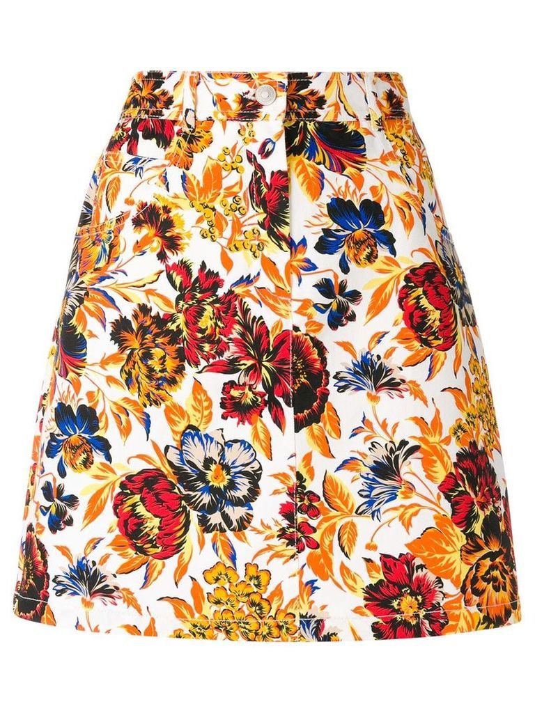 MSGM floral print denim skirt - Multicolour