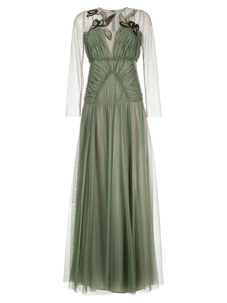 Antonio Marras gathered tulle dress with embroidery - Green