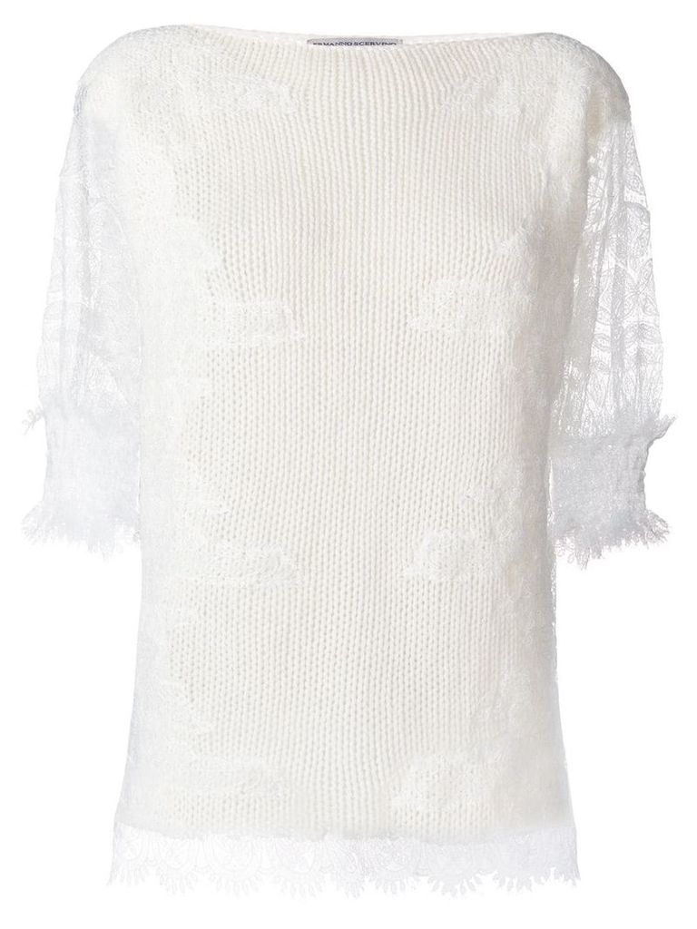 Ermanno Scervino lace sleeves jumper - White