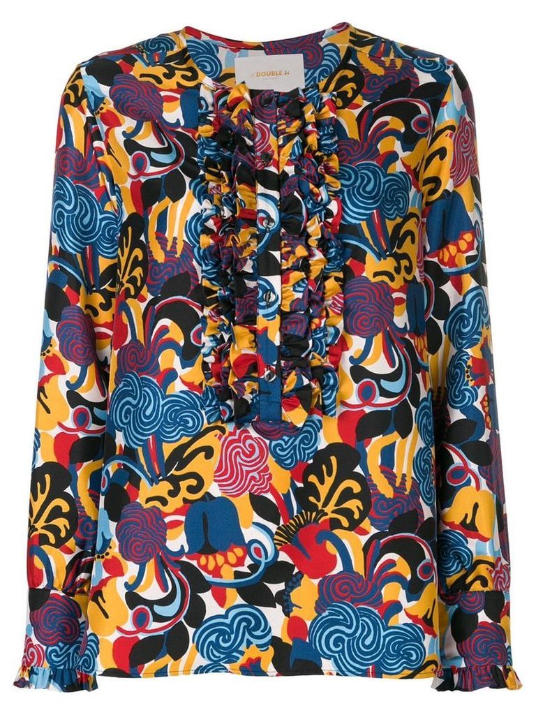 La Doublej zoo print henley blouse - Multicolour