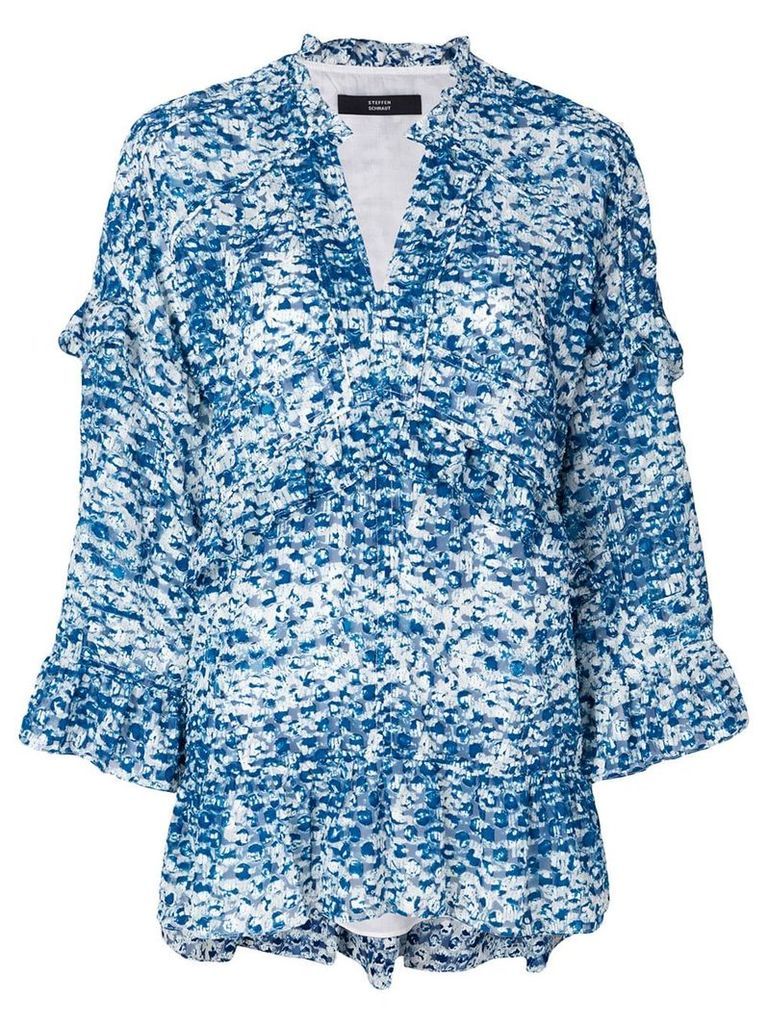 Steffen Schraut frill detail blouse - Blue
