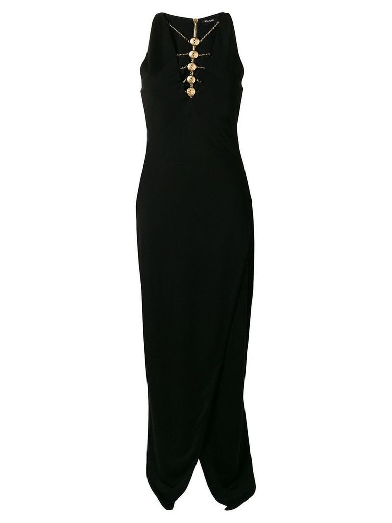 Balmain jewel embellished evening gown - Black