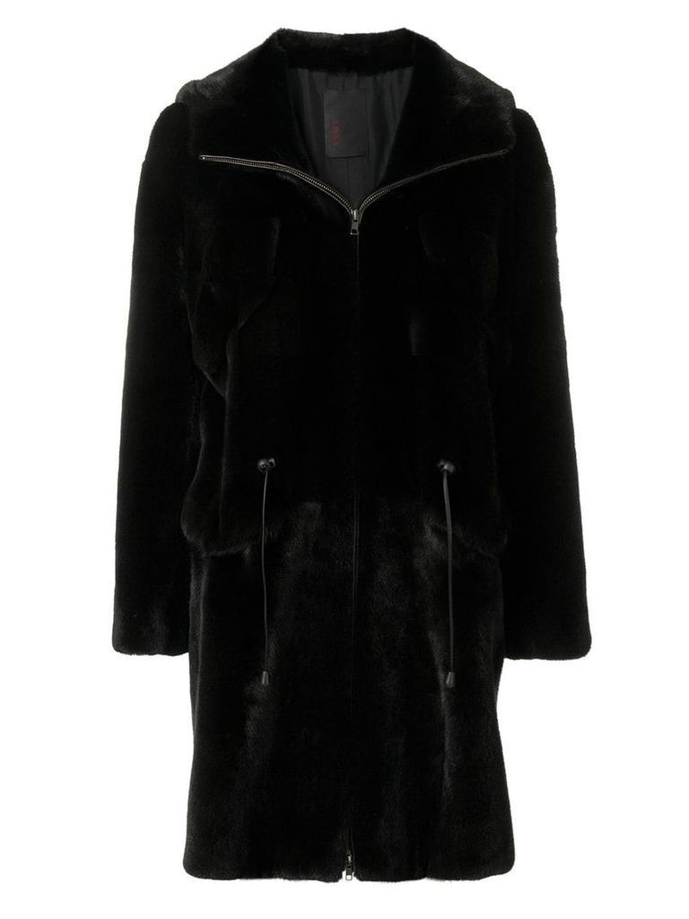 Liska hooded drawstring coat - Black