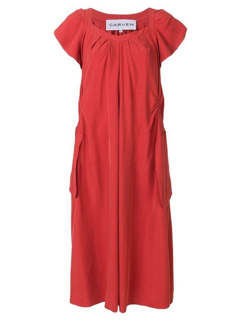 Carven ruched detail straight dress - Red