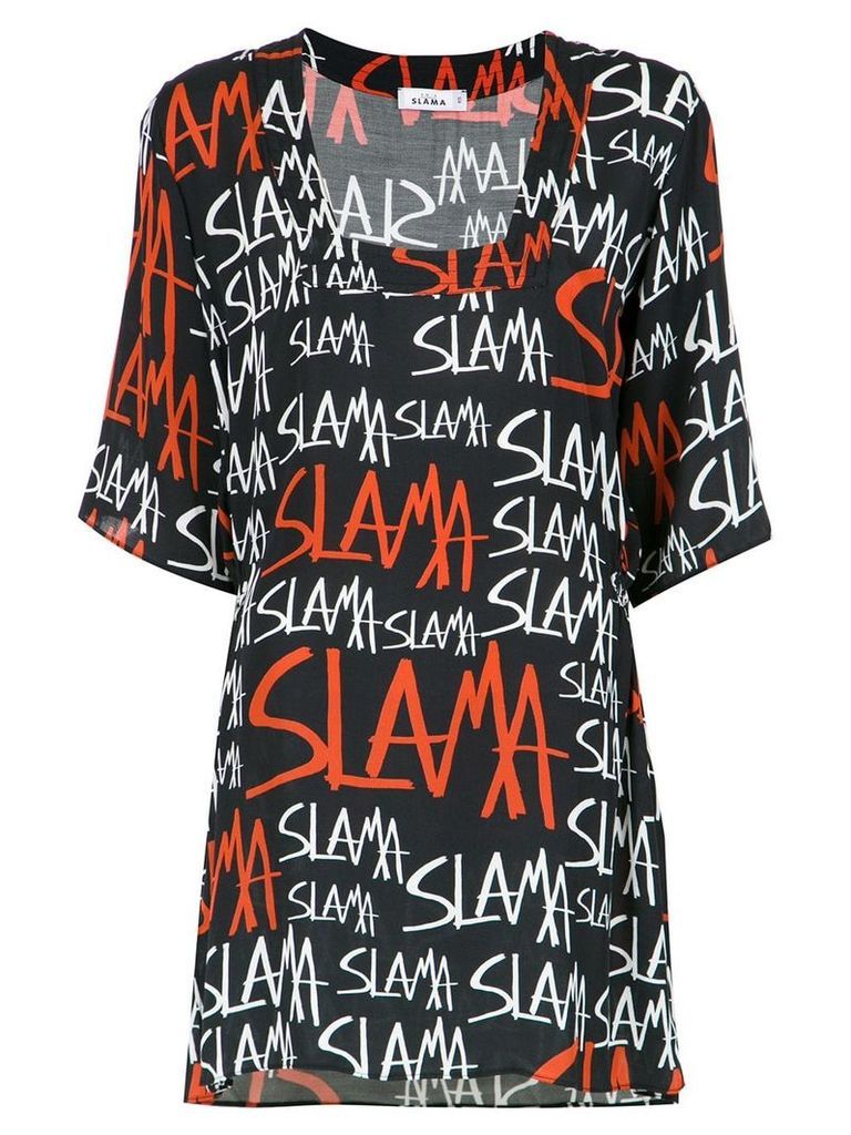 Amir Slama logo print shift dress - Black