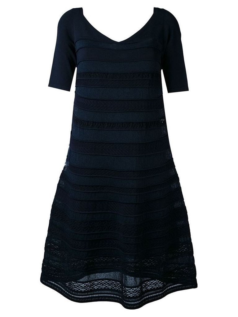 D.Exterior embroidered flared dress - Blue