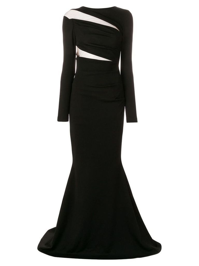 Talbot Runhof sheer panel gown - Black
