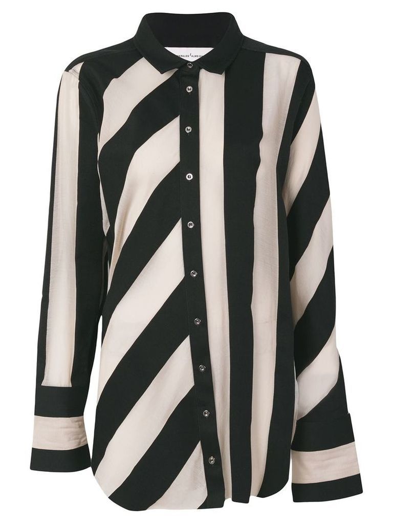 Marques'Almeida striped raw-edged shirt - Black