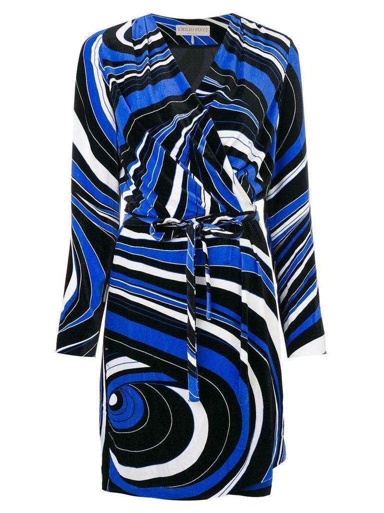 Emilio Pucci abstract pattern wrap dress - Blue