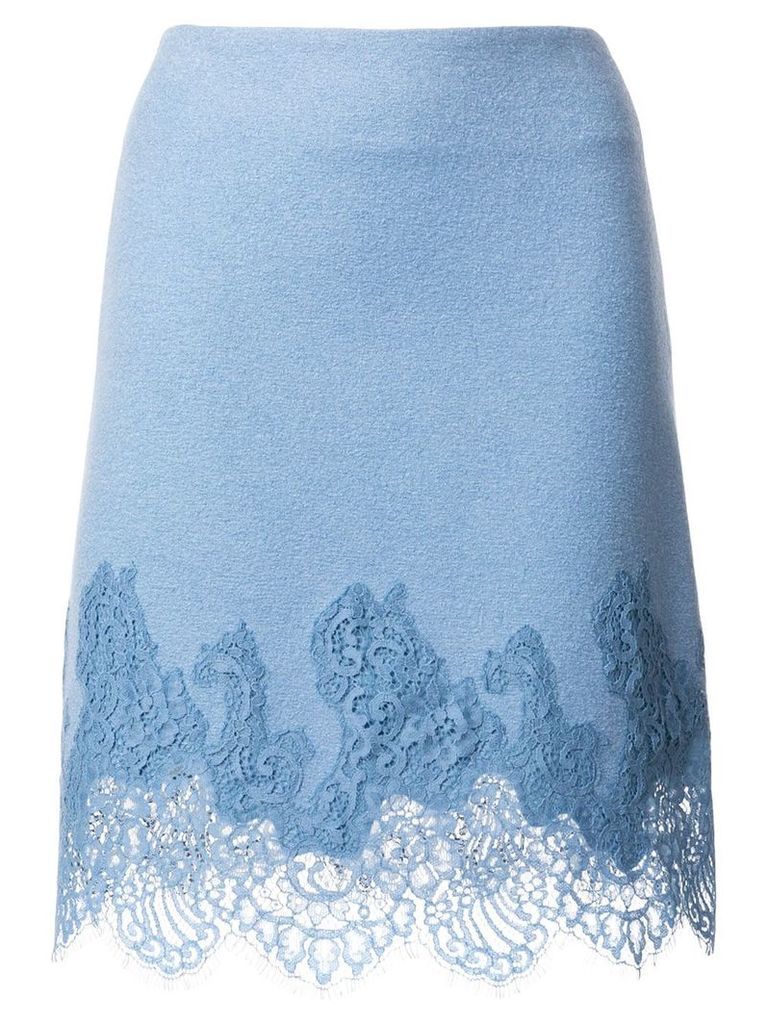 Ermanno Scervino lace embroidered fitted skirt - Blue