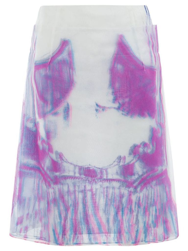 Maison Margiela psychedelic print tulle skirt - White