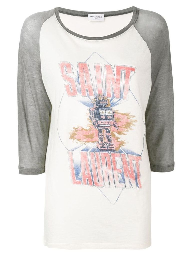 Saint Laurent Robot baseball T-shirt - Neutrals