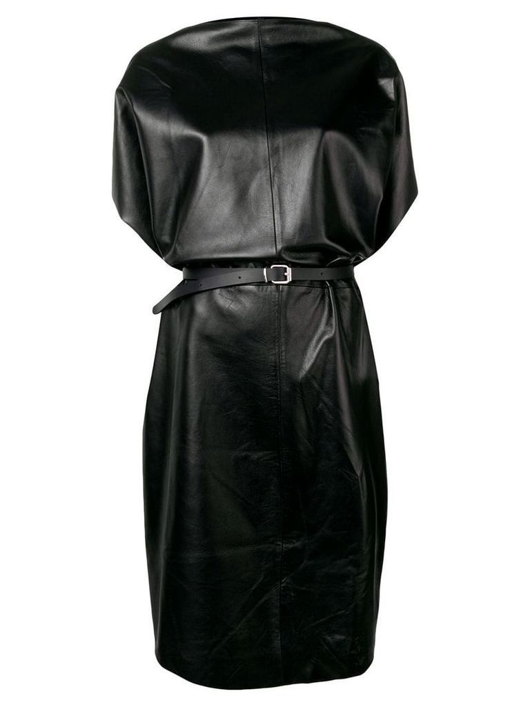 Mm6 Maison Margiela leather cape dress - Black