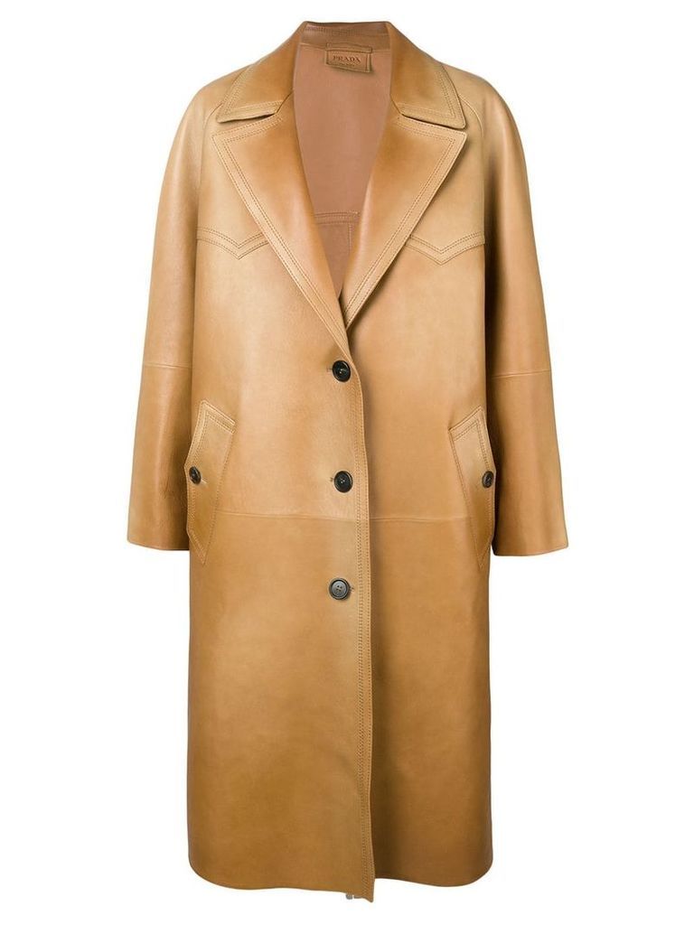 Prada long leather coat - Brown