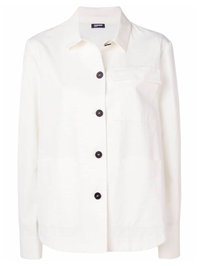 Jil Sander Navy denim overshirt jacket - White