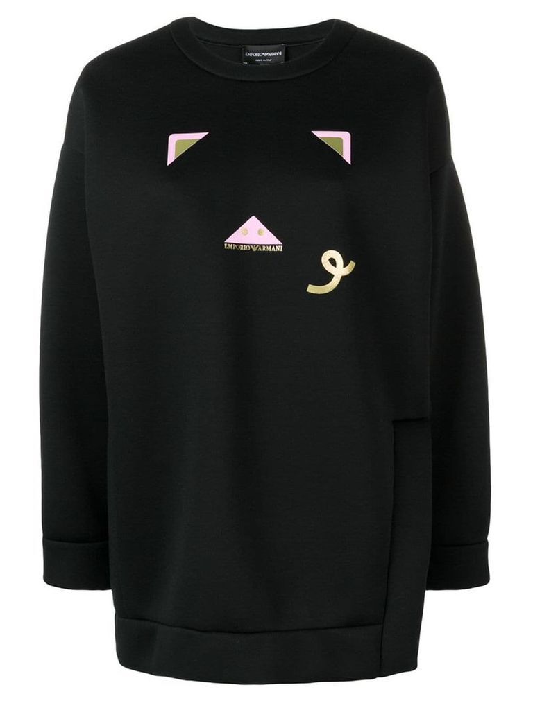 Emporio Armani pig logo print jumper - Black