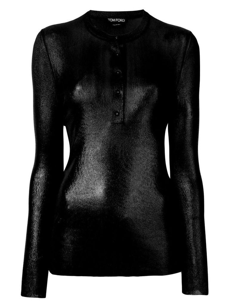 Tom Ford coated ribbed top - Black