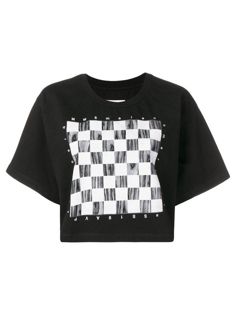 Mm6 Maison Margiela cropped checkerboard-print T-shirt - Black