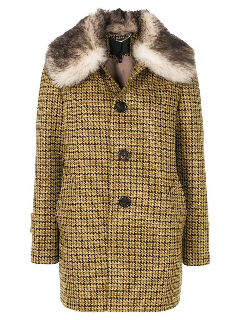 Marc Jacobs fur trimmed single breasted coat - Yellow