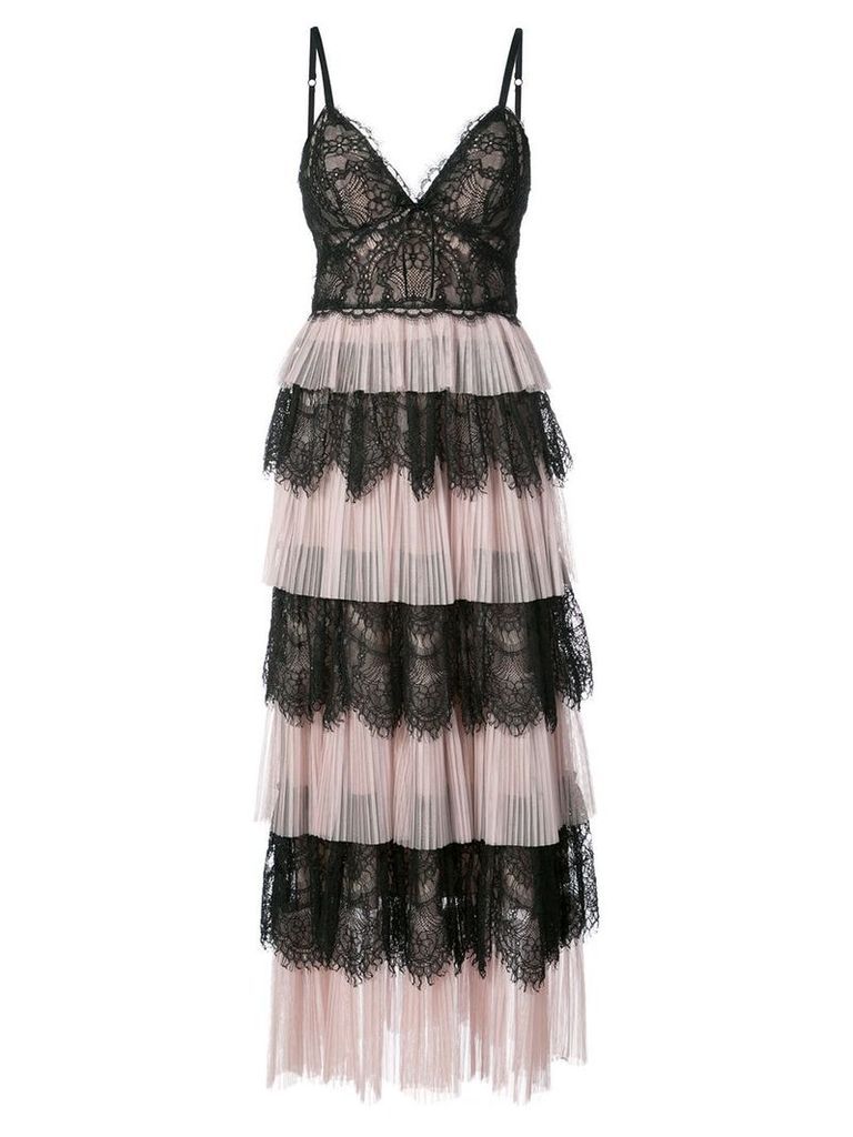 Marchesa Notte ruffle lace dress - PINK