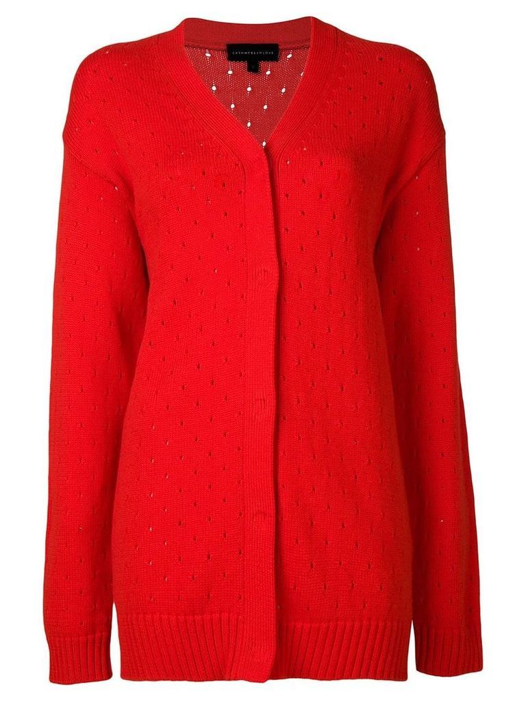 Cashmere In Love long perforated cardigan - Red