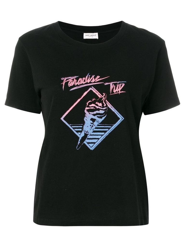 Saint Laurent Paradise Trip slogan T-shirt - Black