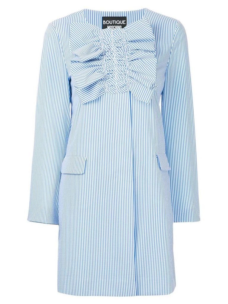 Boutique Moschino ruched striped coat - Blue