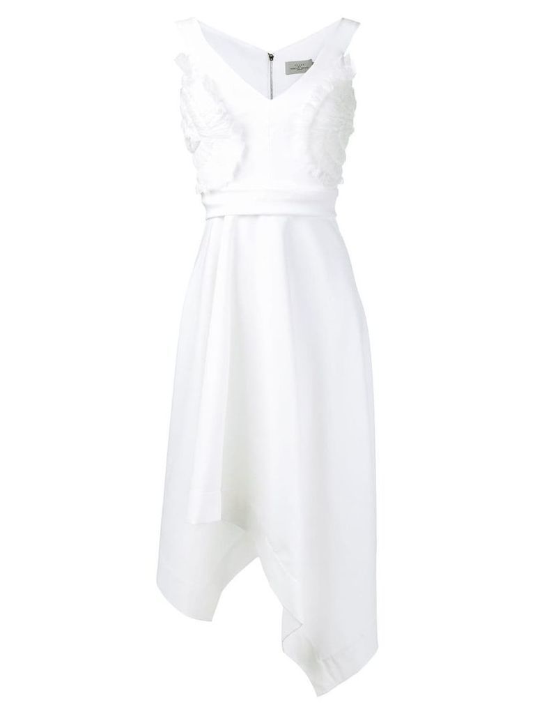 Preen By Thornton Bregazzi ruffle appliquée asymmetric dress - White