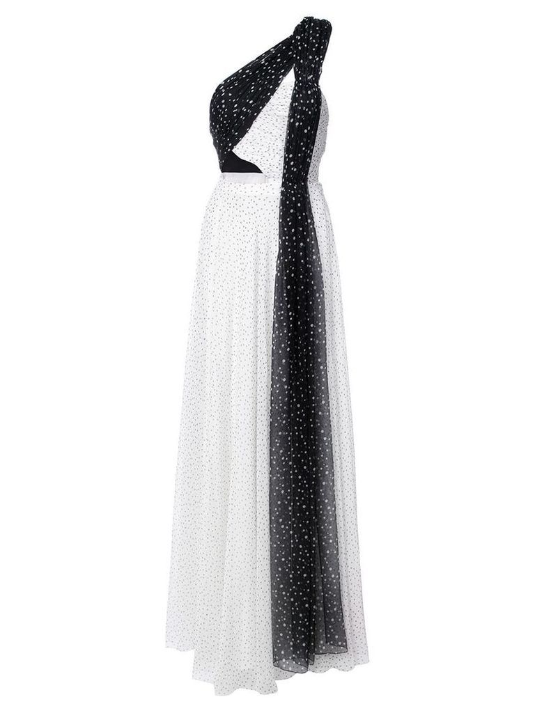 Prabal Gurung one shoulder pleated combo gown - White