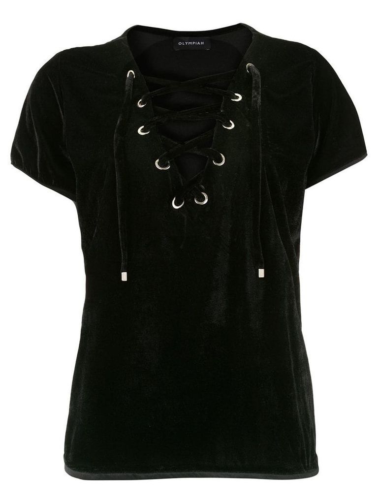 Olympiah lace-up velvet blouse - Black