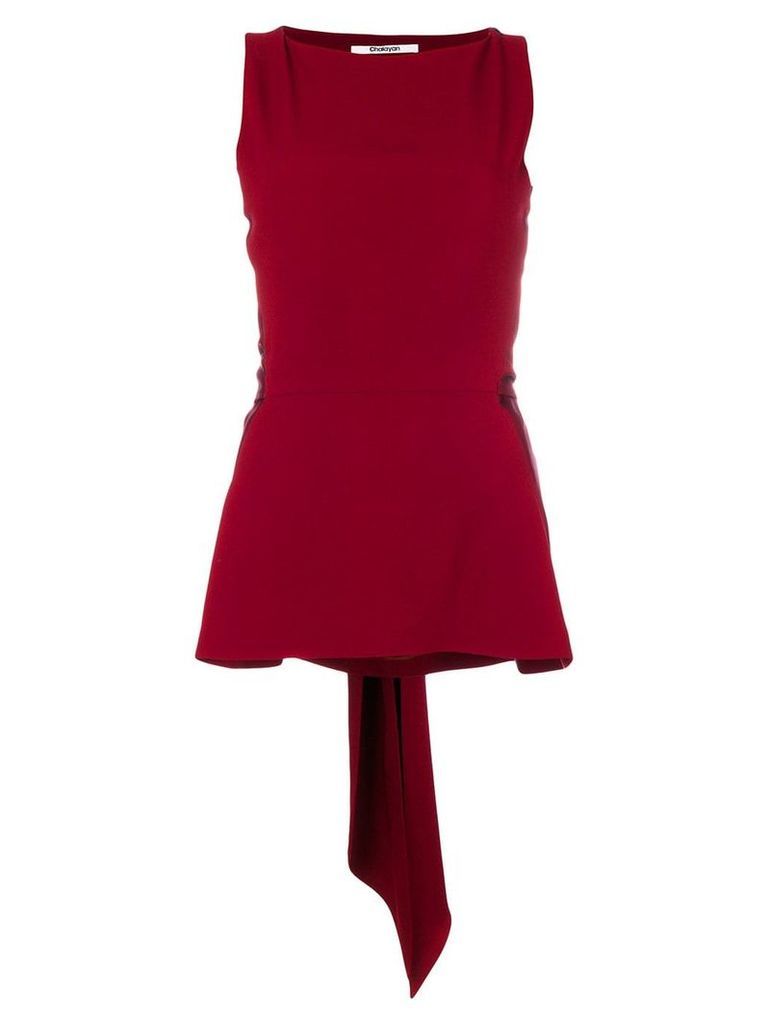 Chalayan satin tie back blouse - Red
